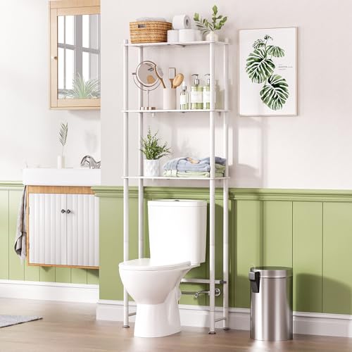 AmazerBath Over The Toilet Storage Bamboo, Bathroom Over Toilet Organizer Rack, 3-Tier Over Toilet Shelf, Space Saver, White - style: White-3-tier