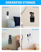 4 PCS Remote Control Holders Wall Mount, Self Adhesive TV Air Conditioner Remote Control Holder, Wall Mount Storage Holder Organizer Wall Pen Holder for Home Office School (Black White Gray Clear) - color: Black+White+Gray+Clear