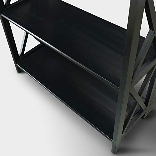 Casual Home Montego 3-Shelf Folding Bookcase, Black - color: Black, size: 3-Shelf Stackable