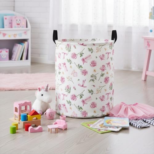 Baby Laundry Basket Baby Nursery Hamper Kids Laundry Basket Toy Storage Bin for Boys Room Decor Gift Baskets for Bedroom Bathroom(Gift Flower) - color: Gift Flower