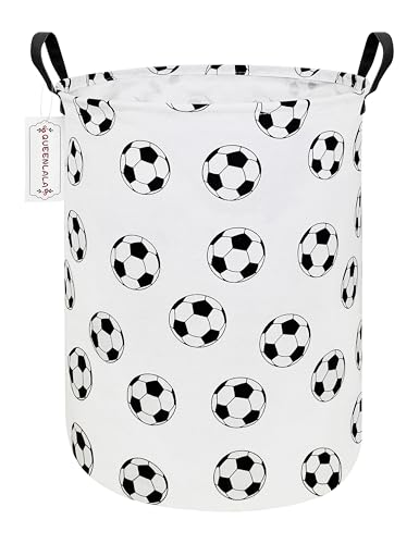 QUEENLALA Large Storage Basket,Laundry Hamper/Bathroom/Home Decor/Collapsible Round Storage Bin,Boys and Girls Hamper/Boxes/Clothing(Round-Football) - color: Round-Football