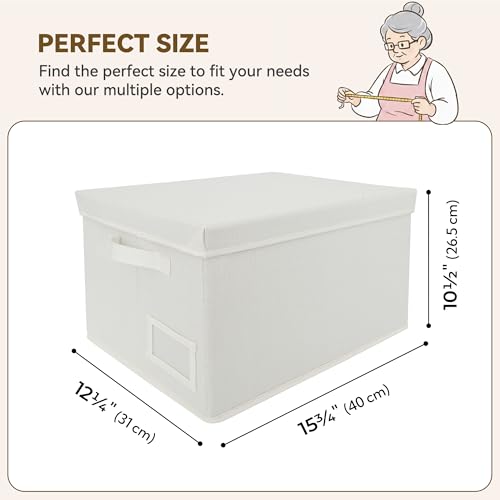 GRANNY SAYS Fabric Storage Bins with Lids, Storage Basket for Clothes, Decorative Storage Boxes, Closet Storage and Organizers, Ivory, 3-Pack - color: Ivory, size: Large