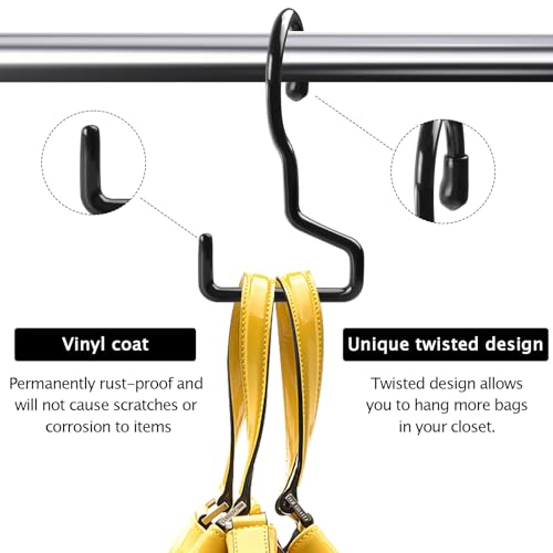 Purse Hanger for Closet, 8 Pack Unique Twist Design Bag Hanger Purse Hooks, Purse Holder for Hanging Bags, Handbags, Belts, Backpack, Scarves, Wreath, Hat, Jeans, Pans and Pots
