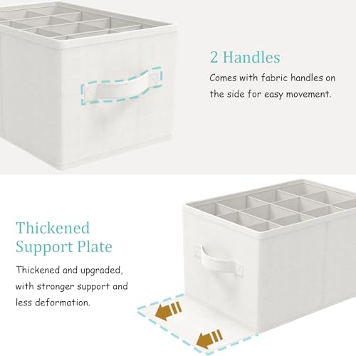 2 Pack Shoe Storage Bins, Fits Up to 24 Pairs, Foldable Space-saving Closet Organizers System, Clothes Basket with Reinforced Handles, 16.5 x 12.6 x 10.2 In, White & Ivory, XSNX02W-2 - color: White & Ivory