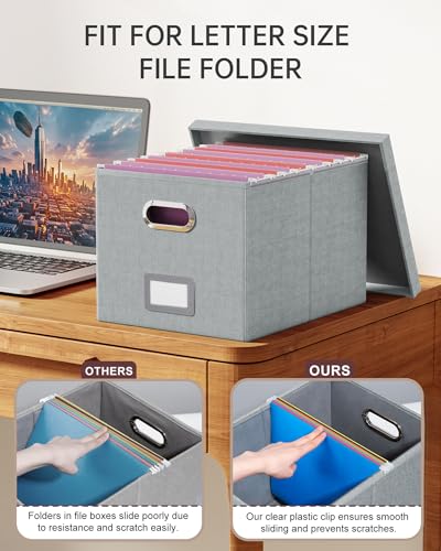 Oterri File Organizer, File Box, File Cabinet for Letter File Folder Storage, Hanging File Organizer for Office/Decor/Home,Document Organizer, 1 Pack,Gray-Box Only - color: Gray, size: 1 pack