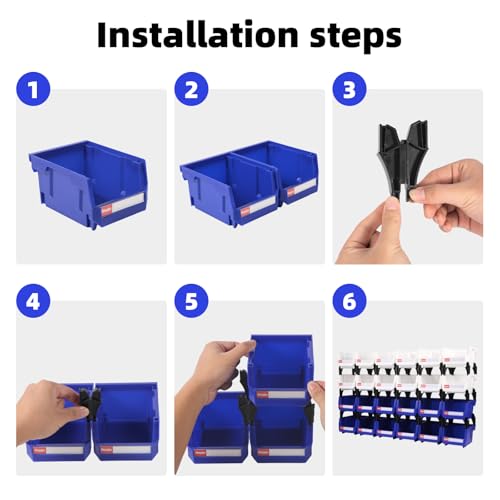 Plastic Storage Bins 24 Packs, Space-Saving Stackable Parts Bins for Garage,Tools, Small Parts Organization Bin-5x4x3 Inch (Blue & Red) - color: Blue & Red 24pack, size: 5x4x3 inch