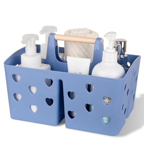 Anyoifax Portable Shower Caddy Plastic Shower Basket Organizer Divided Bathroom Caddy Storage Cleanning Caddy Tote with Handle for College, Dorm Room, Kitchen, Dark Blue - color: Dark Blue