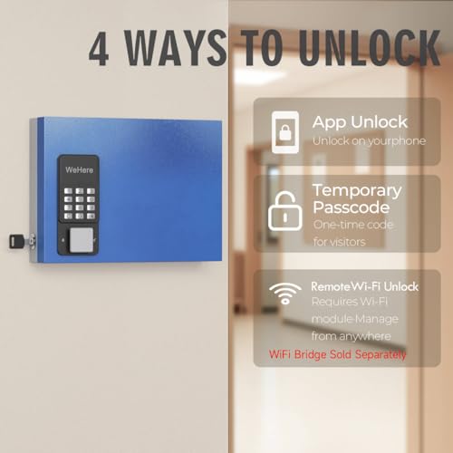 16-Key Key Lock Box Wall Mount – Smart Key Cabinet with App, Keypad, Bluetooth & WiFi Unlock (Sold Separately), Key Organizer for Home, Access Log Tracking Key Management for Small Office - size: 16 Keys (Smart）