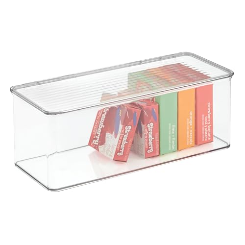iDesign Plastic Stackable Hinged-Lid Storage Box for Kitchen, Bathroom, or Office - Clear - style: Pack of 1