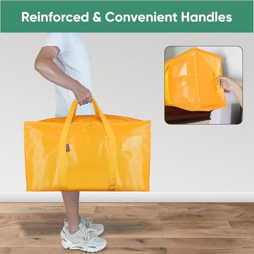 BALEINE 2-Pack Oversized Moving Bags with Reinforced Handles, Heavy-Duty Storage Tote for Clothes, Moving Supplies (Light Yellow, 2-Pack) - color: Light Yellow, size: 2-Pack