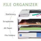 SONGWAY Scrapbook Paper Organizer 12x12-4 Tier File Organizer for Desk, 12x12 Stackable Scrapbook Paper Storage Trays, Desktop File Storage Cube for Home Office School - size: 4 Tier