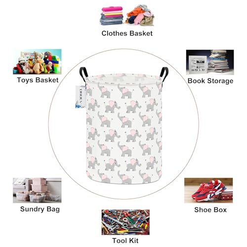 Round Waterproof Laundry Basket,Laundry Hampers with Handle,Gift Basket,Suitable for Children's Room and Toy Storage (Elephant calf) - color: Round Elephant calf