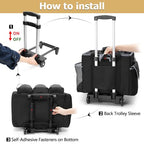 HODRANT Large Cleaning Caddy with Detachable Trolley & Shoulder Strap, Cleaning Supplies Bag with Handles & Support Plates, Cleaning Product Rolling Organizer for Car Wash and Housekeeping