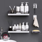 2-Pack Shower Caddy, Adhesive Shower Shelves with Soap Holder and 2 Razor hooks, No Drilling Shower Racks, Used for Bathroom and Kitchen - color: 2pcs Grey+Soap Holder