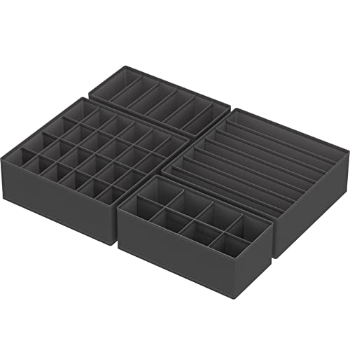 Simple Houseware 4-Pack Drawer Organizer Set - Closet Dividers for Underwear, Socks, Bras, Scarves, Ties - Foldable Non-Woven Storage Boxes, Dark Gray - color: Dark Gray, size: 4 Pack
