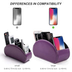 BONNY DODO Remote Control Holders Organizer Box with 5 Compartment PU Leather Multi-functional Office Desk Storage Caddy Store (Dark Purple) - color: Dark Purple