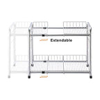 FlagShip 2 Tier Under Sink Organizers and Storage Rack Expandable Cabinet Shelf for Kitchen Bathroom Silver (17-25 inches)