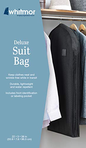 Whitmor Deluxe Zippered Suit Bag, Black - color: Suit Bag Black