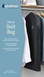 Whitmor Deluxe Zippered Suit Bag, Black - color: Suit Bag Black
