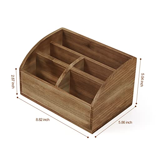 OKSQW Wooden Desk Organizer, Solid Wood Pen Holder for Desktop Organizer, No Need Assembly, Home Office Supplies Workspace Organizers Mail Holder Remote Control Countertop Storage Box - color: Light Brown-M