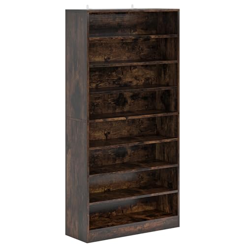 Tribesigns Tall Shoe Cabinet, 9 Tiers 40-45 Pairs Heavy Duty Wood Freestanding Shoe Storage Cabinet, 70.8'' Tall Shoe Cabinet with Open Storage for Entryway (1, Rustic Brown) - color: Rustic Brown