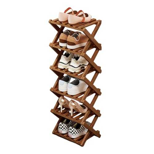 Shoe Racks, Foldable Shoes Organizer Free Standing Shelf for Entryway, Closet, Bedroom, Hallway, | Natural | Functional | Multifunctional Shoe Rack (Seven layers of tawny) - color: Seven Layers of Tawny