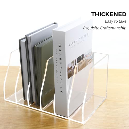 Acrylic Magazine File Holder, 6 Vertical Compartments Desk Document Sorter Organizer, Clear Folder Rack Binder for Office/Home/Classroom, for Documents, Tablet, Magazines, Books & Accessories - size: B5, 6 Sections