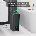 N. NETDOT 3 Pack (2 of 4 Gal & 1 of 2.6 Gal) Small Trash Can with Lid,Bathroom Garbage Can with Pop-Up Lid,Waste Basket for Bathroom,Kitchen,Bedroom,Powder Room,Craft Room,Office,College (Black) - color: 4gal x2 & 2.6gal Black
