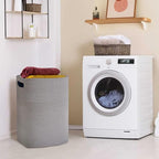 MEGASKET Large Laundry Hamper 16"x13"x22" - Tall Woven Laundry Basket, Cotton Rope Dirty Clothes Hamper, Baby Kids Nursery Wicker Laundry Basket, Bedroom Aesthetic, Soft Laundry Bin, Gray Hamper, 75L - color: Gray