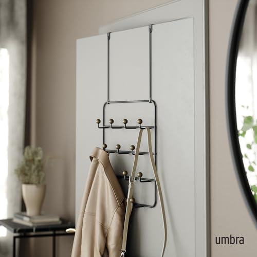 Umbra Estique Over The Door Coat Rack & Multi-Use Organizer, for Coats, Bags, Hats & More, Black/Walnut - color: Black/Walnut, size: Large