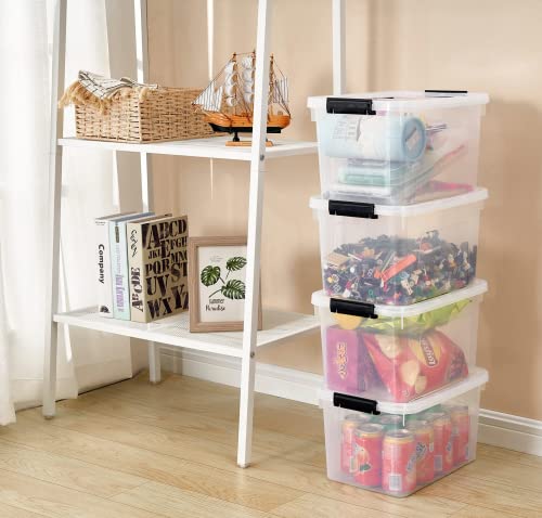 Clear Storage Latch Box 12 Quart, Plastic Organizing Box/Bin with Lid and Black Handles, 6-Pack - color: Clear, size: 12 QT