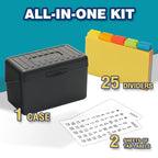 H4D Index Card Holder 3x5 Inches with 25 Plastic Dividers, Black - color: Black, size: 3x5 inch