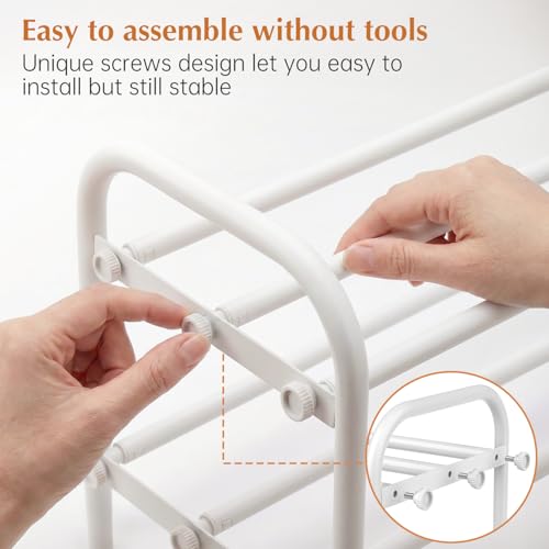 INSMART 3-Tier Expandable Shoe Rack, Stackable and Adjustable Shoes Organizer Storage Shelf, Sturdy and Durable Metal Structure Free Standing Shoe Rack for Closet Entryway Doorway, White - color: White, size: 3-Tier
