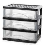 BYCY 3 Drawer Clear Stacking Desktop Organizer, Plastic Drawer Storage Container for Stationery Art Craft Supplies, Stackable Storage Drawers Make up Organizer for Office Supplies, School, Home - size: Small 3Drawer