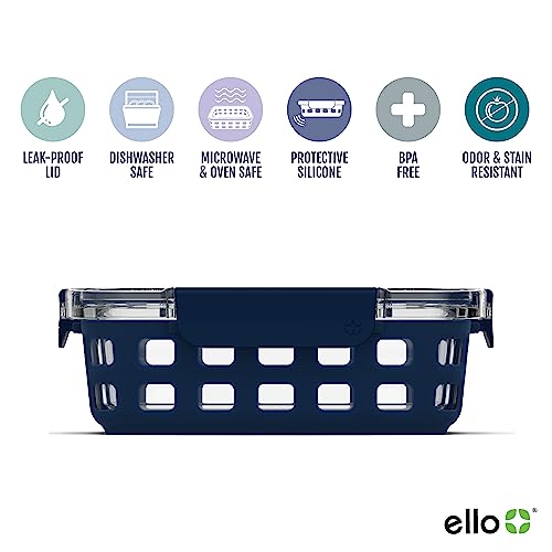 Ello Duraglass Mixed Meal Prep Sets Leak-Proof Glass Food Storage Containers with Silicone Sleeves and Airtight BPA-Free Lids, Dishwasher, Microwave, and Freezer Safe - color: Blue La La