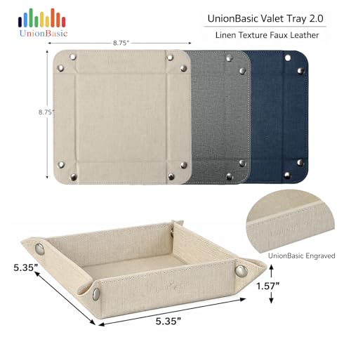 UnionBasic Small Valet Tray, Jewelry Tray for Rings Watches Earrings, Entryway Catchall Caddy for Coins Keys Change, Nightstand Bedside Valet Holder, Trays for Electronic Gadgets, Barry Grey - color: Barry Grey, size: 5.4" x 5.4" x 1.6"