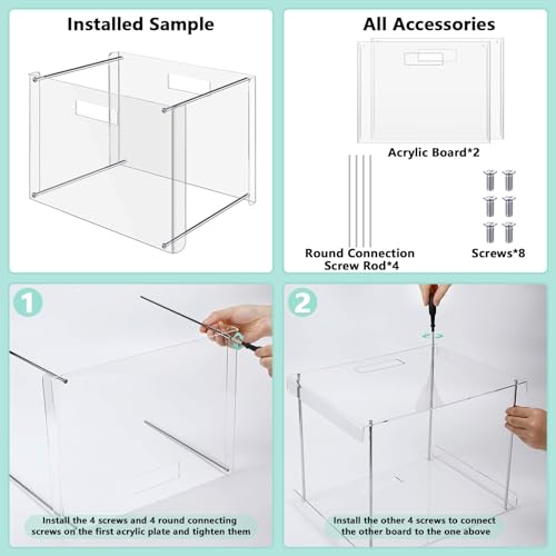 Dispowreath 24 Hanging File Folder with Acrylic Organizer for Letter/a4 Size Desktop Clear File Storage Box with Handles for Home Work Office Use(Colorful,Classic) - color: Colorful, style: Classic