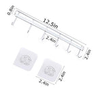 YiZhi Adhesive Wall Hooks Rack Kitchen Rail, Space Saving Utensil Holder No Drilling Wall Mounted Accessory Hanger with 6 Hooks for Kitchen Bathroom Bedroom Pack of 2 (White) - color: White