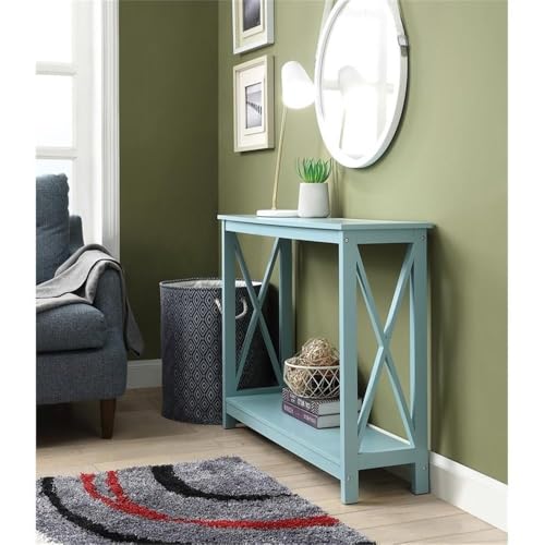 Convenience Concepts Oxford Console Table 39.5" - Sofa Table with Storage Shelf, Transitional Entryway Hall Table for Living Room and Bedroom, Display Foyer Table, Sea Foam Blue - color: Sea Foam Blue