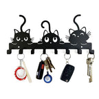 YXE Key Holder Wall Mount, Metal 8 Hooks, Keys Organizer Rack for Doorway ，Decoration and Functional Items for Home ，Housewarming Gifts (Cats Theme)