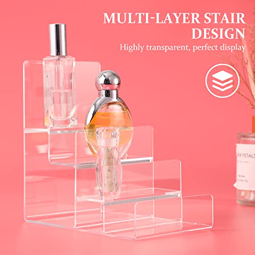 Cabilock 4-Tier Clear Acrylic Display Riser, Sturdy Tiered Organizer for Perfume Makeup Jewelry, Desktop/Retail Counter Display Stand for Home & Vendor - size: 4 Tier Clear