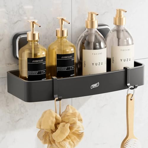 TAILI Shower Caddy Suction Cup, Heavy Duty Shower Organizer for Bathroom, Removable Shelves for Inside Shower, Wall Mounted Aluminum Storage for Bathroom Holder, Dark Gray - style: 1 × Dark Grey