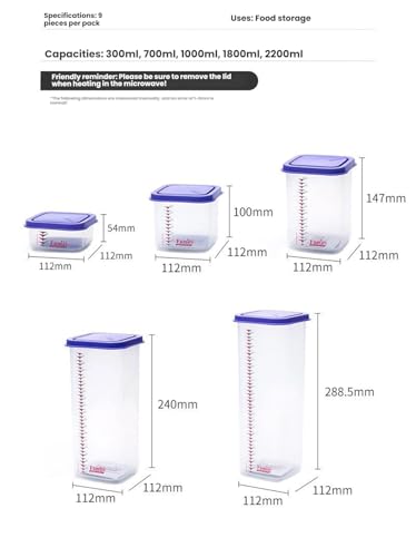 Airtight Food Storage Container With Lids 9PCS Family Set, BPA-Free Food-grade Plastic Stackable Leak-proof Kitchen Pantry Organizers for Pasta, Nuts, Dry Goods, Snack,Modular Design (Purple) - color: Purple