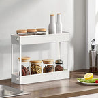 SPACELEAD Slim Storage Cart 4 Tier,Bathroom Organizer Rolling Utility, Mobile Shelving Unit Slide Out for Office, Kitchen, Laundry Room & Narrow Places,White - color: White