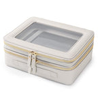 Aveniee Clear Makeup Bags, Double Layer Cosmetic Bags with a Separate Brush Compartment, Large Travel Toiletry Bag Train Case for Women, Travel Accessories Organizer,2 Layers Large, Grey - color: Grey, style: Dual Layer Large