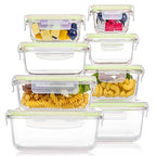 Vtopmart 8 Pack Glass Food Storage Containers with Lids (Grass Green) - color: Grass Green