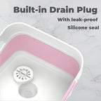 GIMWA 2.6 Gal(10L) Collapsible Wash Basin for Baby Bottles,Pink Space-Saving Collapsible Dish Basin with Drain Plug for bottle washing, Collapsible Bucket for RV Kitchen Essentials - color: Pink