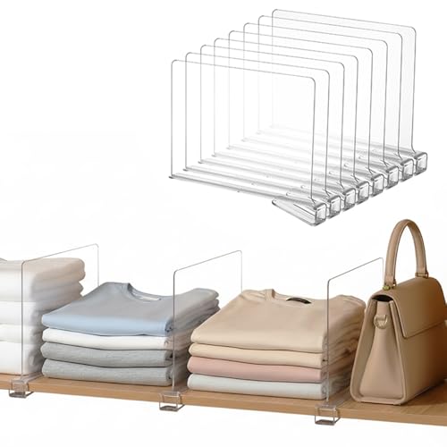 8-Pack Clear Shelf Dividers - Purse Organizer for Closet - Shelf Dividers for Closet Organization - Sweater Storage for Closet - Clothes Organizer for Closet - Closet Shelves Organizer - size: 8-PACK, style: Acyclic Height 8inch