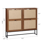 Shoe Cabinet, Shoe Storage Cabinet with 4 Flip Drawers, Freestanding Shoe Organizer Shoe Rack for Entryway, Hallway, Living Room (Walnut - 4 Tiers) - color: Walnut - 4 Tiers