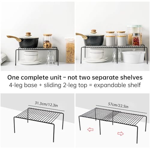 Tomorotec Expandable Shelf Organizer for Kitchen Countertop, Metal Cabinet Pantry Shelf, Spice Rack Organizer, Space Saving Non Slip Rustproof, Black - color: Black-1 Pcs